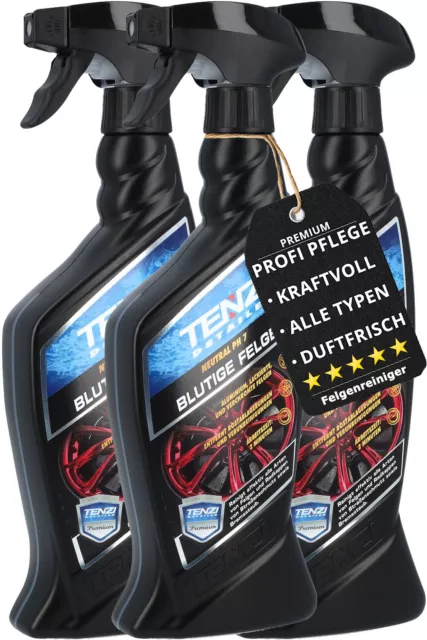 3x Felgenreiniger TENZI Blutige Felge 600mL Set Spray Alufelgen Pflege Reiniger