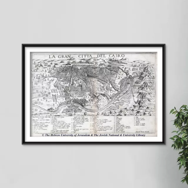 Vintage Map of Cairo, Egypt From 1575 Print Poster Gift Old Ancient Historic