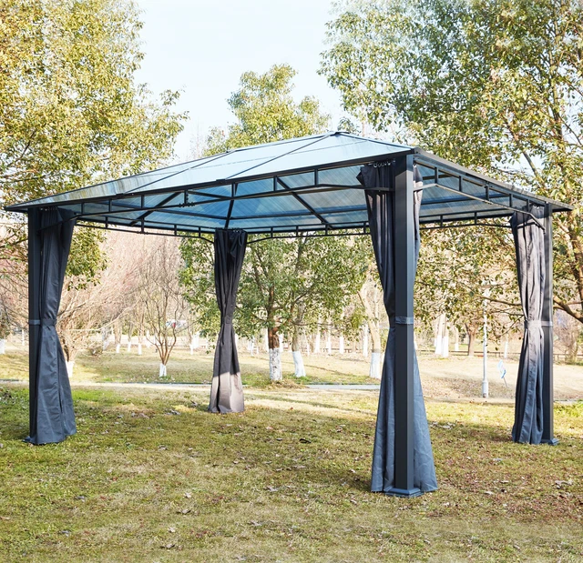 DMS® Pavillon 3x4m Gartenpavillon Partyzelt Polycarbonatdach Alu Zelt Wasserdich