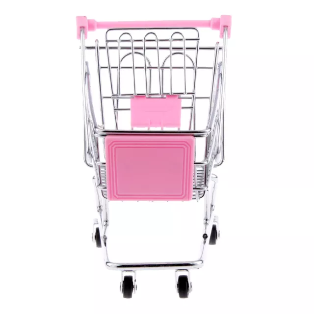 Pink Shopping Cart Trolley Toy Mobile Holder Storage Basket Desk Organizer M