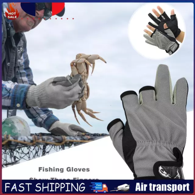 1 Pair Outdoor Anti-slip Breathable Fishing Gloves Portable Tackles (Grey) FR