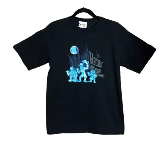 Disney World Kids T-Shirt Haunted Mansion Black Short Sleeve 3 Ghosts Size XL