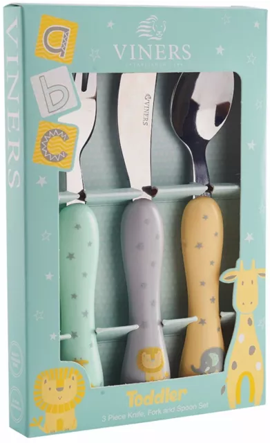 3 Piece Viners Kids Cutlery Set Knife Fork Spoon Children Toddler Gift 12m+ New