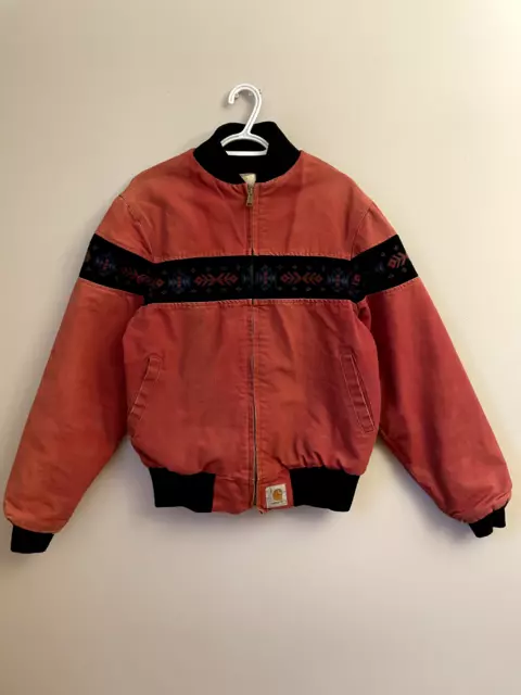 Vintage Carhartt Tribal SOUTHWEST Aztec Medium Jacket Native J79 Red ClayWestern