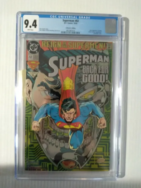 DC Superman #82 Oct 1993 CGC 9.4 Near Mint "Back for good!" Chromium Cover