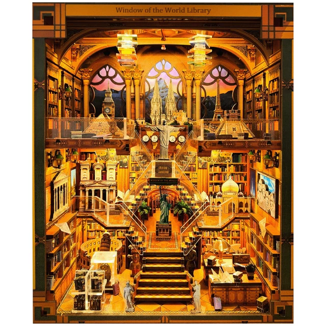 BOOK NOOK KIT - DIY Miniature World Library Booknook - 3D Wooden Puzzle ...