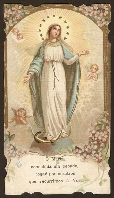 Estampa antigua de Ntra Sra de la Inmaculada andachtsbild santino holy card