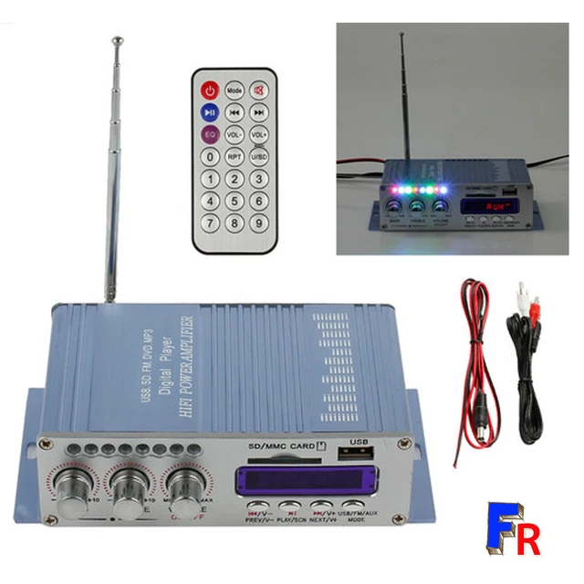 Mini Amplificateur Audio Stéréo Hi-Fi 12V Pour Voiture SD MMC FM MP3