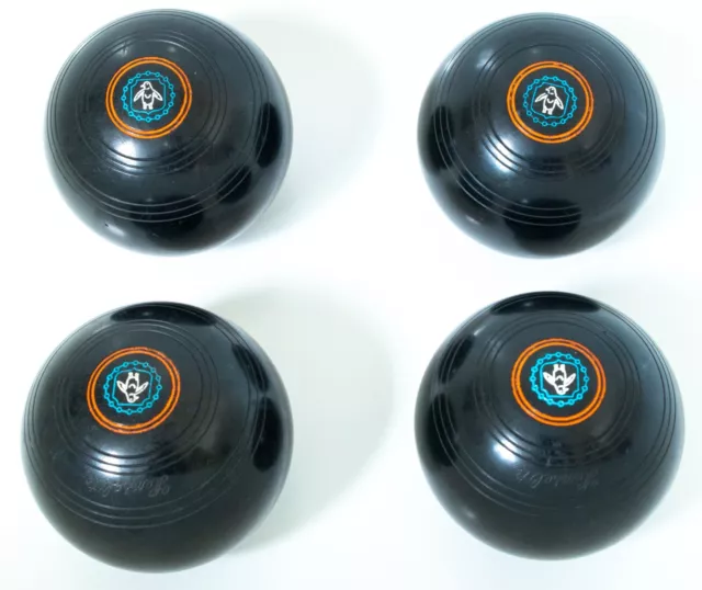 Henselite Super-Grip Size 4 Lawn Bowls Set Of 4 Used Black Colour