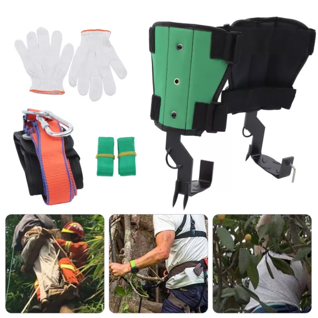 2-Gear Tree Climbing Spike Set Safety Belt Adjustable Rope Lanyard Rescue  Belt