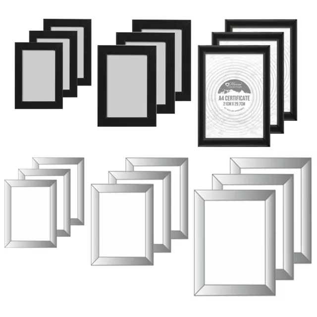 BLACK or SILVER 4"x6"/ 5"x 7"/ A4 Photo Picture Poster Frames MULTIPACKS !!