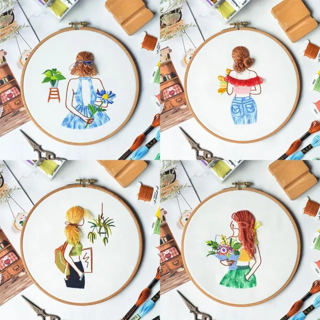 Handwork Embroidery Hoop Cross Stitch Kit Embroidery Needlework Ribbon Painting