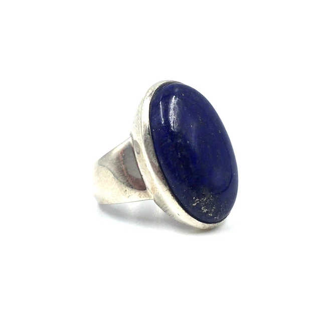 Bague Sceau Homme - Lapis-Lazuli Sur Argent 925 - Taille 61 (19.4mm) - Fait Main En Inde - Occasion