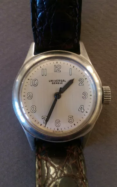 Vintage UNIVERSAL GENEVE Military Type Dial Men's Classic Stainless Watch