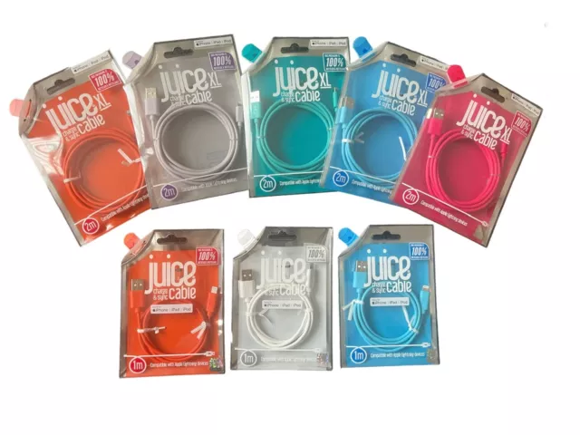 Juice Apple Lightning Cable | 1m/2M  Charge & Sync | iPhone iPad iPod MFI