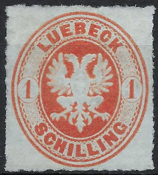 LÜBECK 1863 : MiNr. 9B : 1 Schilling : mit Falz