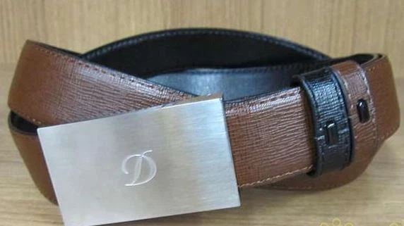 S.T.Dupont Men's Belt Silver color Buckle x Brown Length 116.5cm width 3.0cm