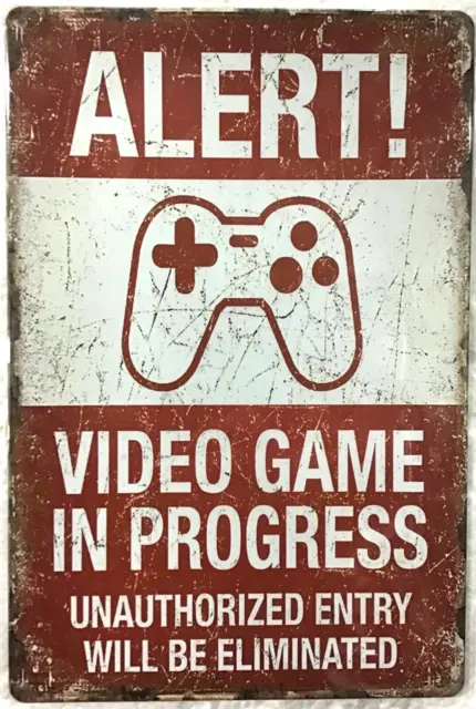 TIN SIGN new 8x12 Xbox Play Station gamers video games funny teens man cave C29