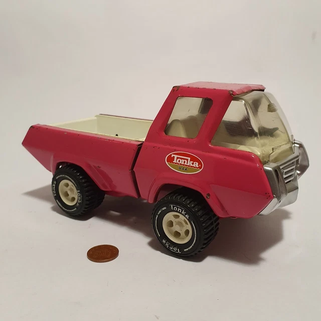 VINTAGE TONKA PINK COE Cab Over Engine Pickup Truck 9" Pressed Steel
