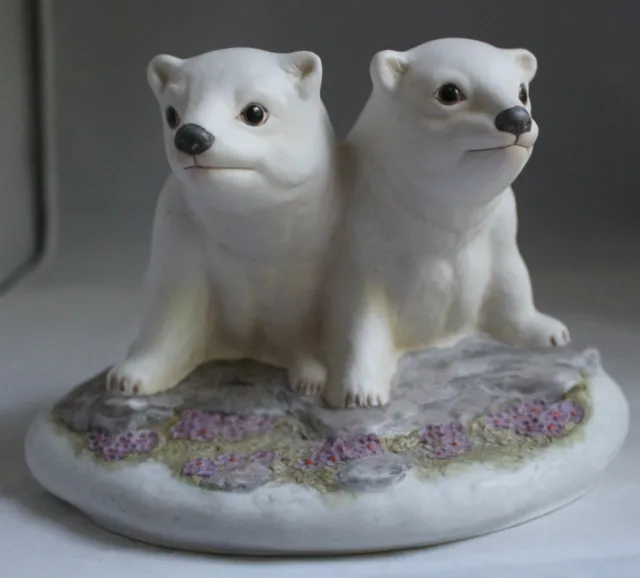 William Kazmar Porcelain Polar Bear Cubs 150 baby wildlife figurine