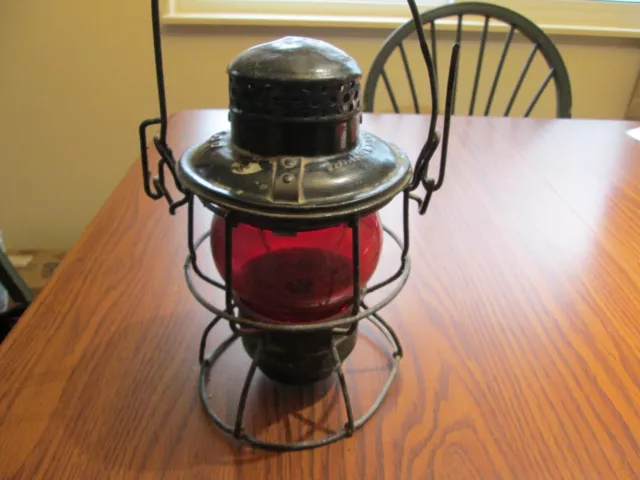 Vintage Red Globe Adlake Kero Railroad Lantern Oil Light Canadian Pacific CPR