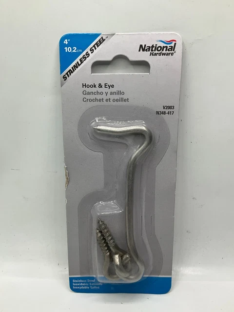 (QTY 3) GENUINE National Hardware 4" Stainless Steel Hook & Eye # N348-417