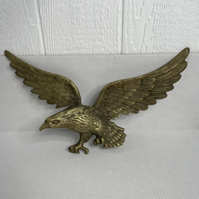 Vintage Large Federal American Eagle Wall Hanging 19" Span Cast Solid Brass