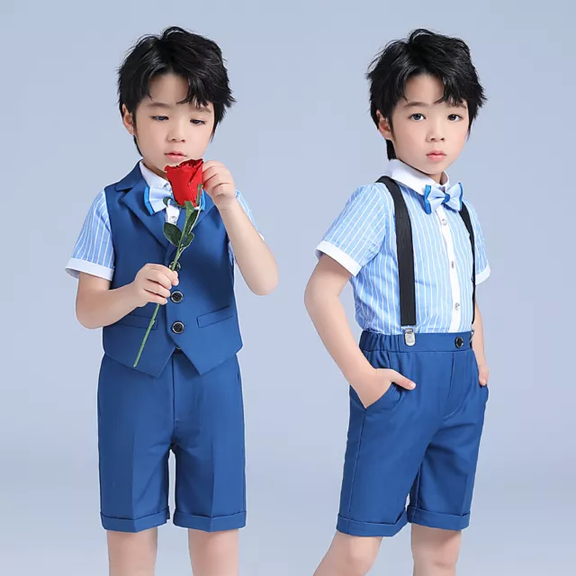 4 Piece waistcoat Short Set Suit, Wedding Page boy Formal Baby Boy Boys Suits