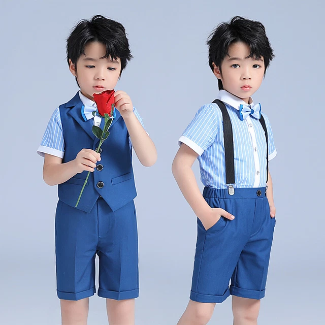 Page boy suit Wedding Formal Baby Boy Suits 4 Piece waistcoat Short Set Suit
