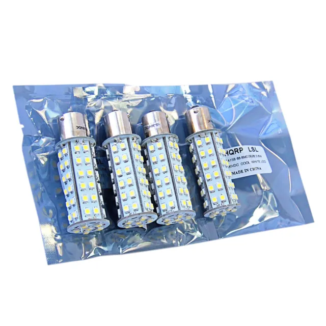 Paquete de 4 bombillas HQRP BA15s Base 66 LED SMD3528 Blanco frío...