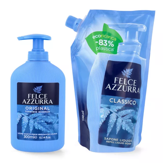 PAGLIERI Felce Azzurra classic Flüssigseife 300ml Spender + 500ml refill