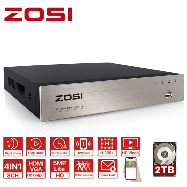 ZOSI 8CH CCTV 1080P H.265+ DVR HD 2TB HDD for Security Camera System