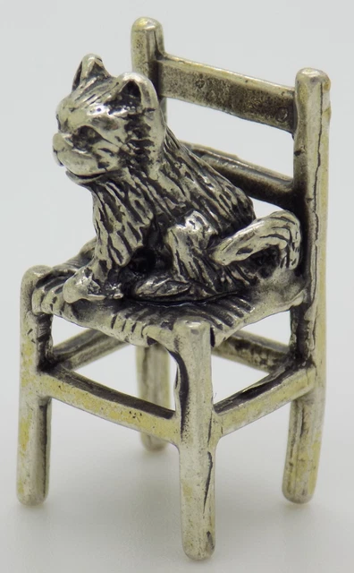 Vintage IN Argento Massiccio Italiano Fatto Casa Delle Bambole & Sedia Miniatura