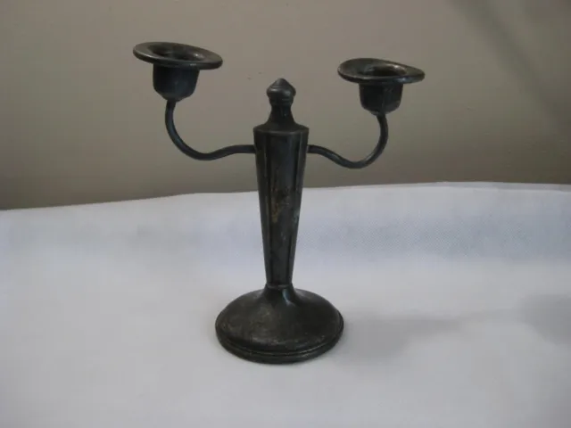 Vintage Antique Sterling Silver Weighted Double Candleabra Candlestick Holder