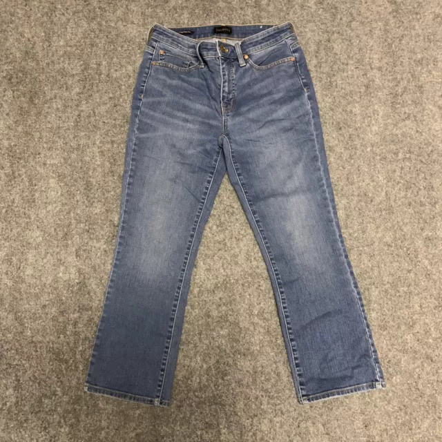 Talbots Womens Crop Flare Jeans Medium Wash Blue Denim Size 2 Mid Rise