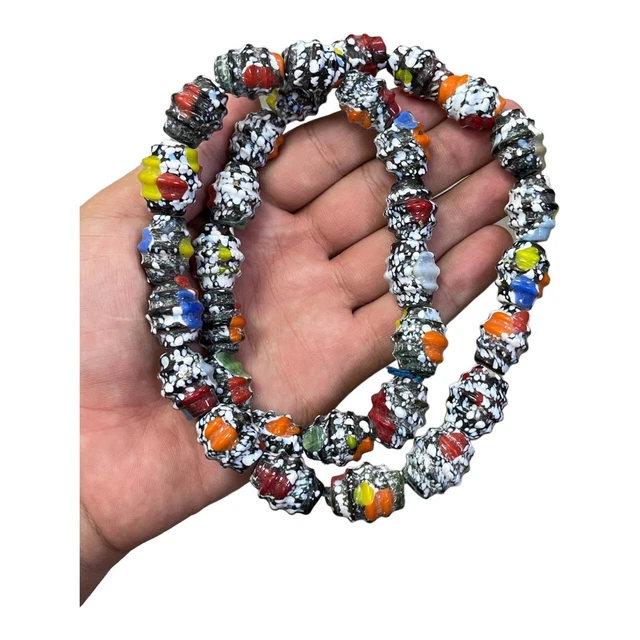 Wonderful Ancient Antique South Asia Mosaic Glass Beads Strand Jewelry Making