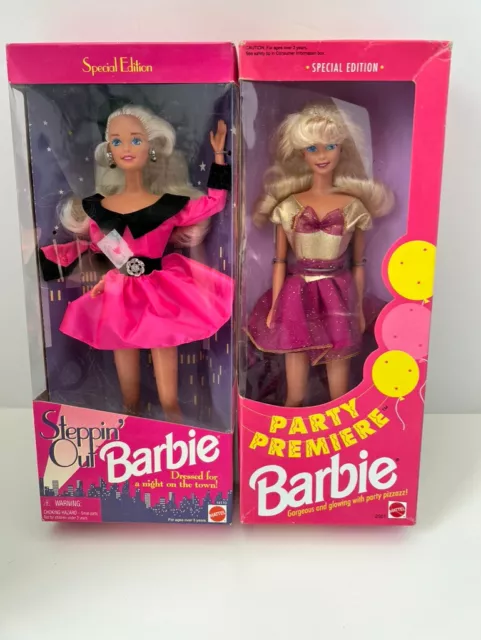 Vintage Special Edition 1992 Party Premiere Barbie & 1995 Steppin' Out Barbie