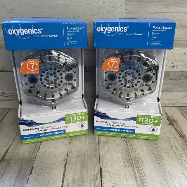 OXYGENICS PURE SHOWER Head Genius 89246 Chrome 7 Settings New, Sealed