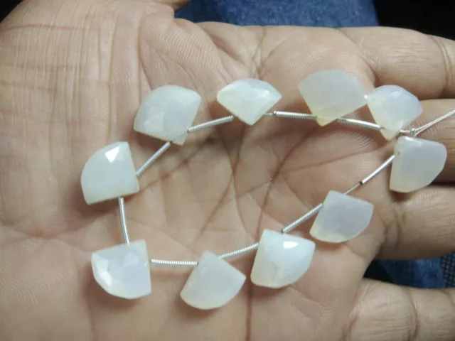 Aaa White Moonstone Axe Shape Faceted 15-16 Mm,10 Pc. Gemstone  Beads Strand