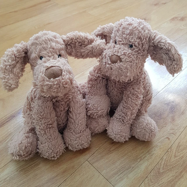 2 JELLYCAT MEDIUM Fuddlewuddle Puppy Dog Soft Toy Baby Comforter Tan