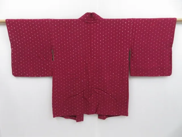 2806T05z450 Vintage Japanese Kimono Silk HAORI Hemp Wine red