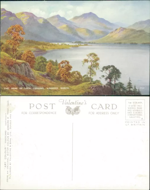 Head of Loch Lomond Looking North Valentines Art Colour H Thompson A952