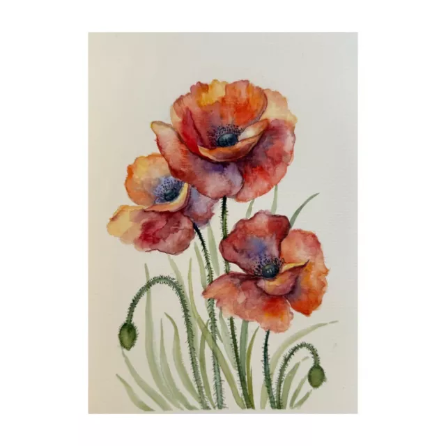 original Watercolor painting Poppy Art Red Flower Wall Art watercolor floral