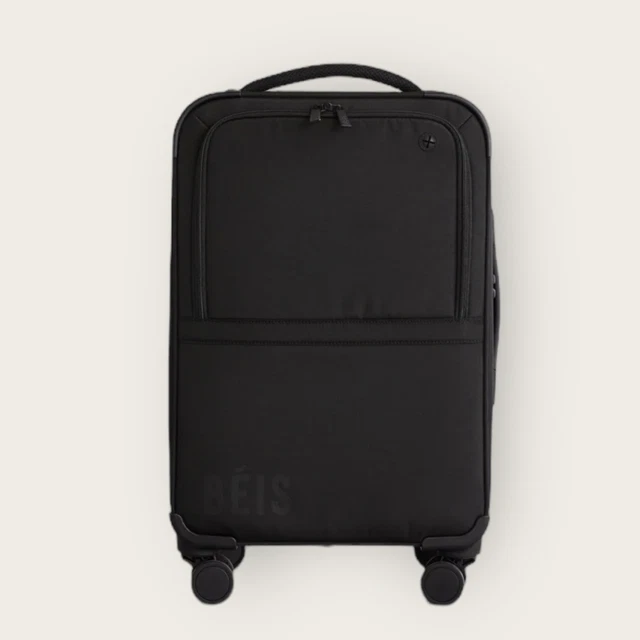 BEIS SOFT SIDED Collapsible Carry On Roller Luggage Expandable Black