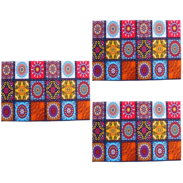 Paquete de 3 alfombras vintage dormitorio alfombra de baño geométrico corredor de suelo Alfam