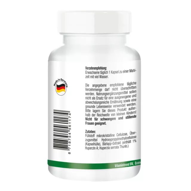 Huperzin A 200 µg - 180 Kapseln - Huperzia Extrakt - für 3 Monate | Vitamintrend 2