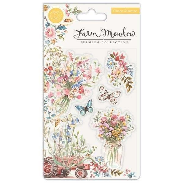 FARM WIESE Klar Stempel Pack Set Handwerk Design Design BLUMEN Handwerk Konsortium