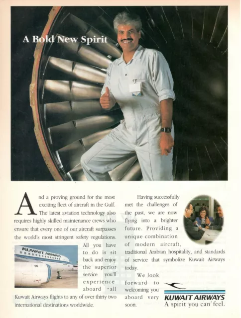 Kuwait Airways Airlines 1993 Advertising' Vintage IN Bold New Spirit 5t