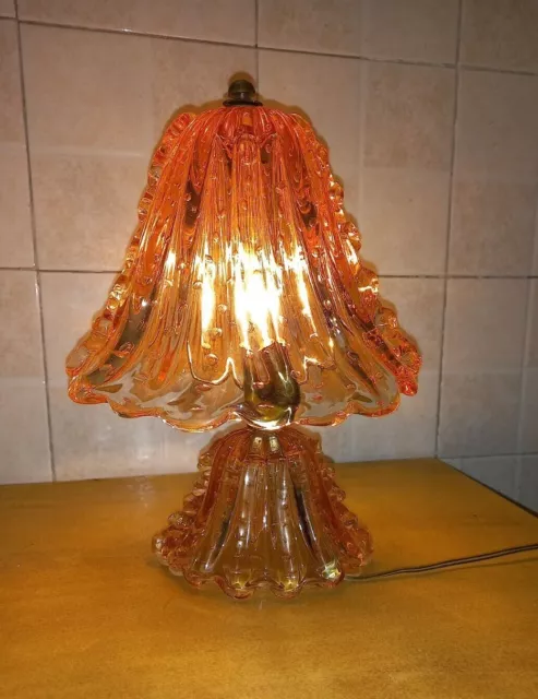 Bellissima Lampada tavolo antica 50's rosa murano bulicante pink Old Table lamp