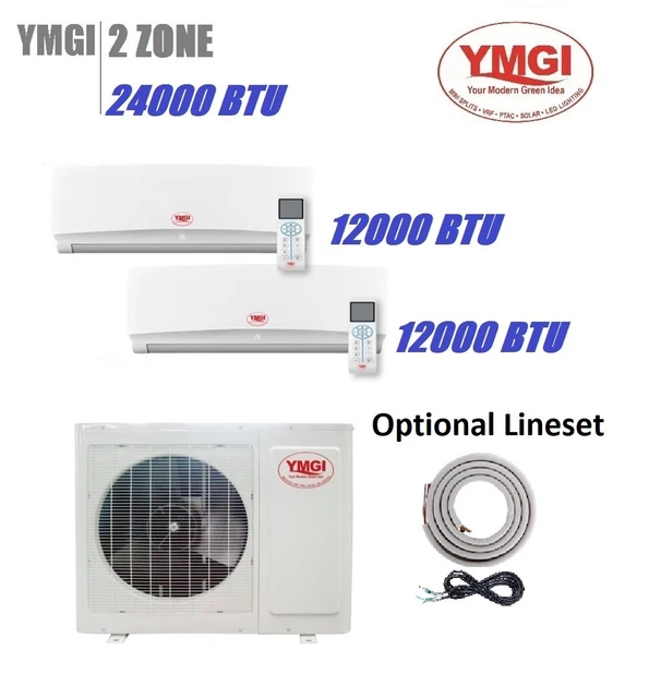 2 Zone Ductless Mini Split Air Conditioner YMGI 24000BTU heat pump 2 Ton Mar
